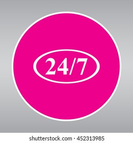 Character 24 7 sign. Vector icon