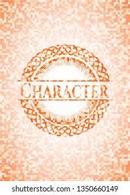 Character abstract orange mosaic emblem