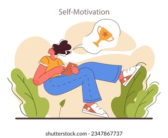 Character adaptability soft skill. Quick respond to changes and performance adjusting. Self-motivation and efficacy, belief in a capacity to achieve the goals. Flat vector illustration