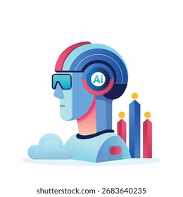 carácter AI y AI Herramientas Tecnología Vector Icons Set Flat Style