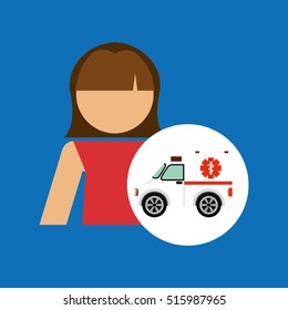 character ambulance vehicle design vector illustration eps 10