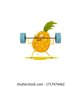 The character ananas in the gym squeezes out all the juices