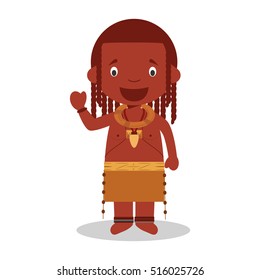 Character from Angola (Himba Tribe) dressed in the traditional way Vector Illustration. Kids of the World Collection.