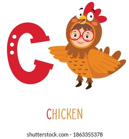 Character In Animal Costume Showing Alphabet Letter