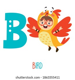 Character In Animal Costume Showing Alphabet Letter