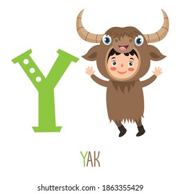 Character In Animal Costume Showing Alphabet Letter