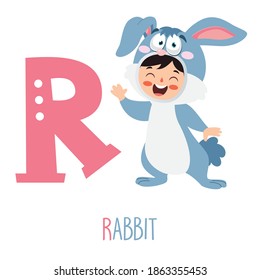 Character In Animal Costume Showing Alphabet Letter