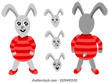 Character animation Bunny, vector illustration