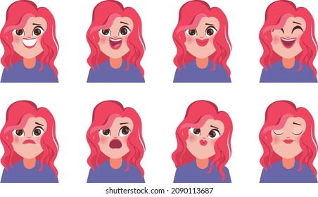 Character for animation mouth and emotion face beautiful woman.