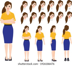 Character for animation mouth and face cute businesswoman.