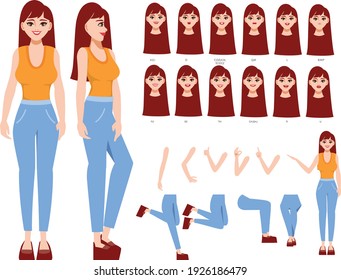 Character for animation mouth and face cute businesswoman.