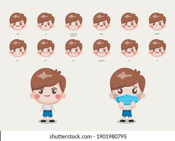 Character for animation mouth and face student in Bangkok Thailand uniform.