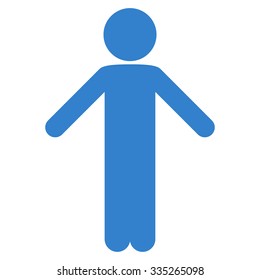 Character Apology vector icon. Style is flat symbol, cobalt color, rounded angles, white background.