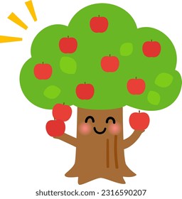 The character of an apple tree with a lot of fruit
