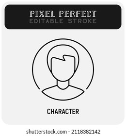 Character, avatar in metaverse thin line icon. Pixel perfect, editable stroke. Vector illustration.