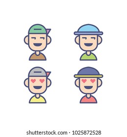 Character avatar people boy illustration icon set vector isolated, suitable for your community or group contents