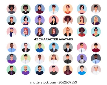 Character Avatar with Round Face profile Big Collection