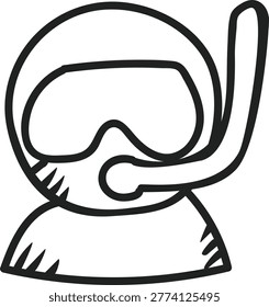 A character avatar wearing scuba diving goggles and gear, representing diving, ocean exploration, or underwater activities.
