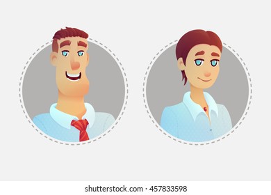 Character avatars office worker man. Cartoon illustration style.
