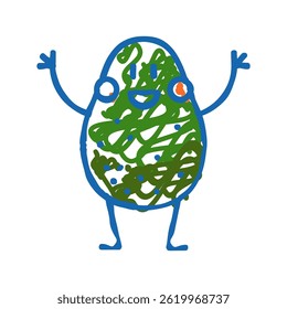 caractere abacate verde ícone doodle esboço vetor. caractere abacate sinal verde. símbolo isolado ilustração