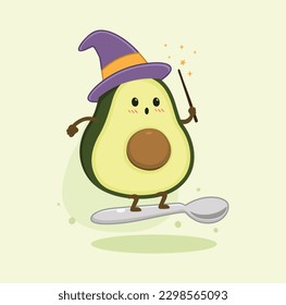 Character avocado witch cartooon vector 