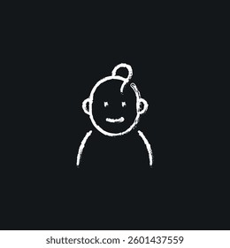 Character of the Baby chalk icon. Vector isolated black illustration.