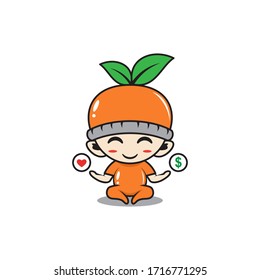 Character baby with orange fruit costume love and money