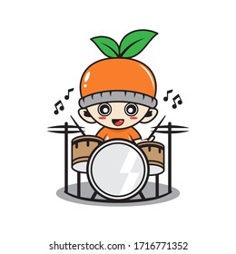 Character baby with orange fruit costume drums