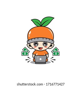Character baby with orange fruit costume money