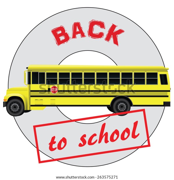 Character back to school and the school
bus. Vector
illustration.