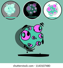 A character is a bacterium or a character with a microbe with eyes. Beautiful vector for print on vest.