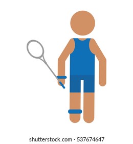 character badminton player racket blue uniform
