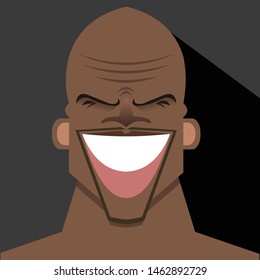 character bald black man smiling 
