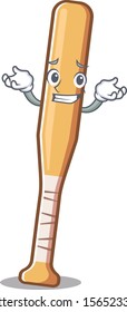 Character baseball bat in cartoon grinning shape