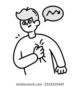 A character based business crisis icon in doodle style