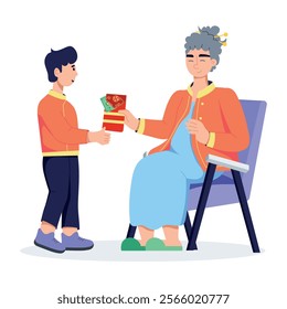 Character based flat illustration of chinese new year 