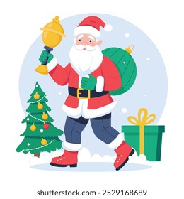 Personaje basado en ilustración plana de Navidad santa con regalos 