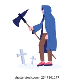 Character based flat illustration of death 