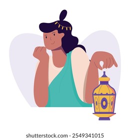 Ilustração plana baseada em caracteres da decoração diwali 