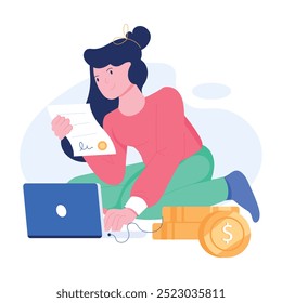 Character based flat illustration of insurance claim 