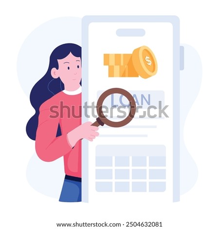 Character based flat illustration of loan search 