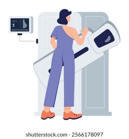 Character based flat illustration of mammography 