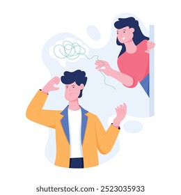 Character based flat illustration of mental support 