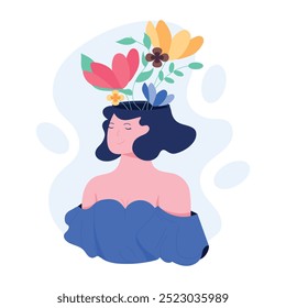 Ilustração plana da saúde mental baseada no caráter 
