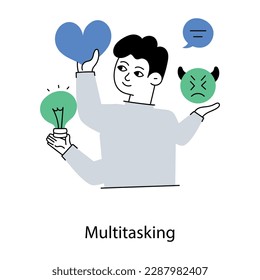 Character based flat illustration of multitasking 