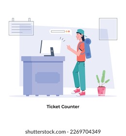 Ilustración plana basada en caracteres del contador de entradas 