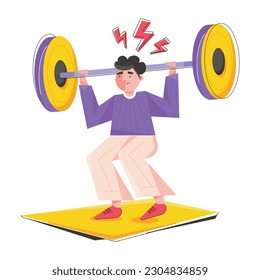 Character based flat illustration of weightlifting