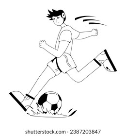 Ilustración de glifos basada en caracteres, niño jugando fútbol 