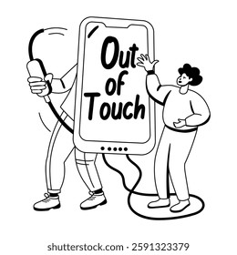 A character based glyph illustration of disconnected mobile 