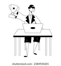 A character based glyph illustration of employee trophy 